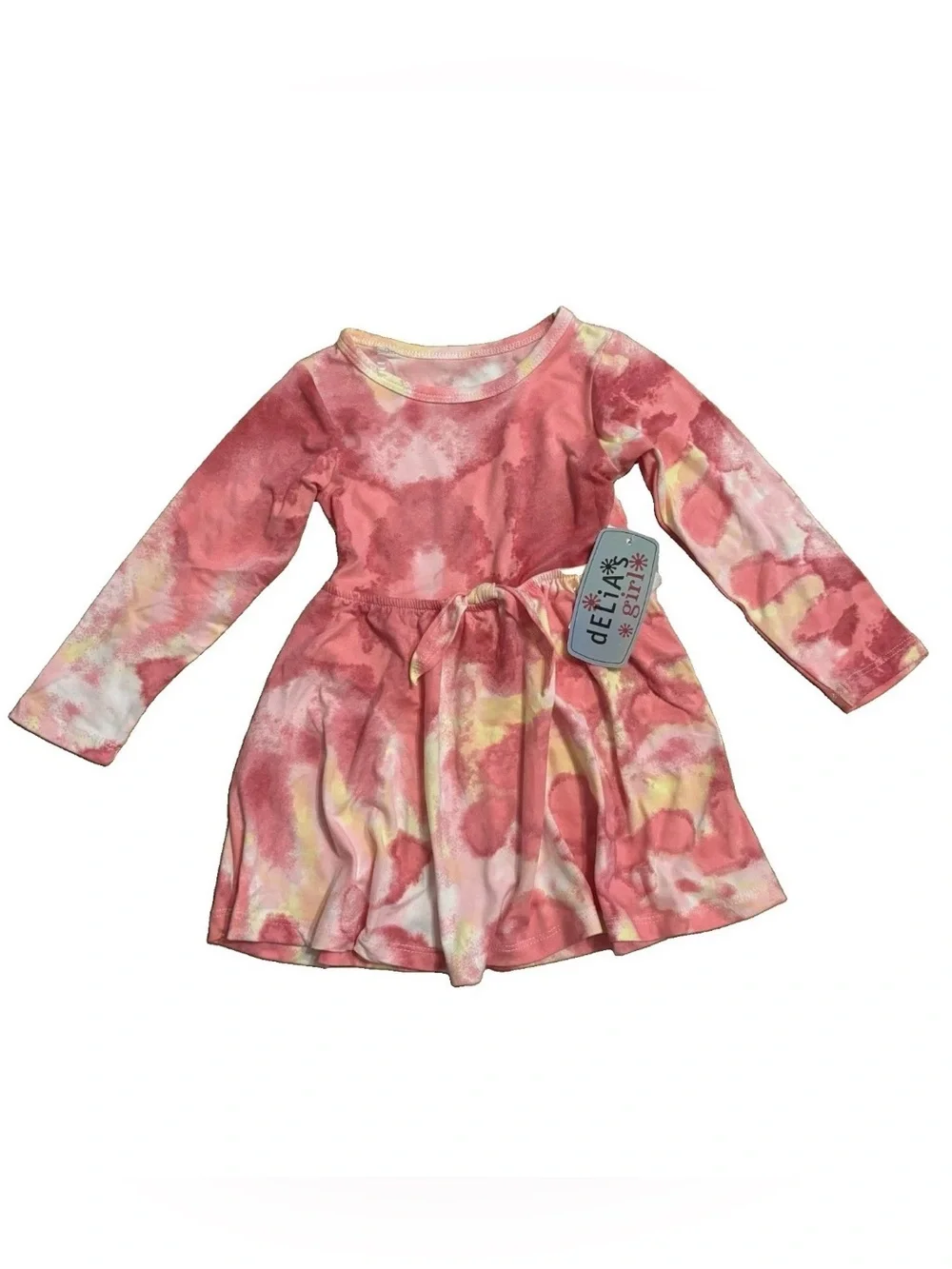 dELiA*s Little Girls Pink Tie-Dye Dress with Unicorn Purse - Size 2T
